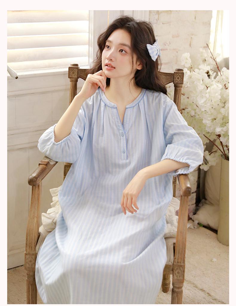 Chuanliu Women's 9-inch Sleeve Sleeping Skirt Home Clothes