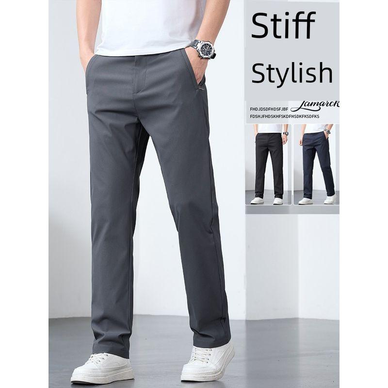Zip-up Pockets! Light Luxury Business! Foreign Trade Cut the Tag off Casual Pants Men's Long Pants Straight Stretch Summer Thin