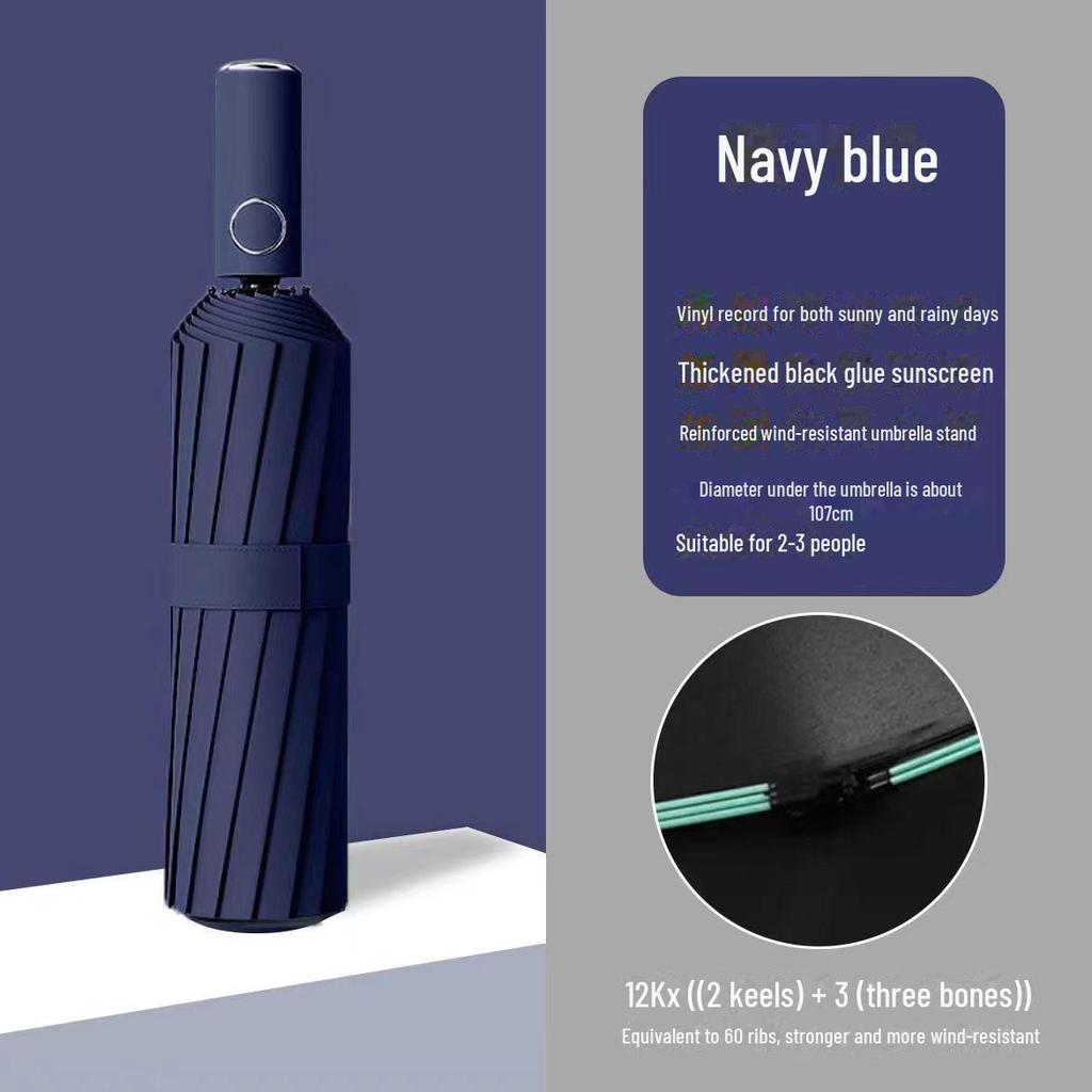 Автоматический складной зонт с двумя килями, 72 кости, женский, ветроустойчивый, солнцезащитный козырек двойного назначения, защита от УФ-излучения, подходит для использования в солнечную и дождливую погоду.