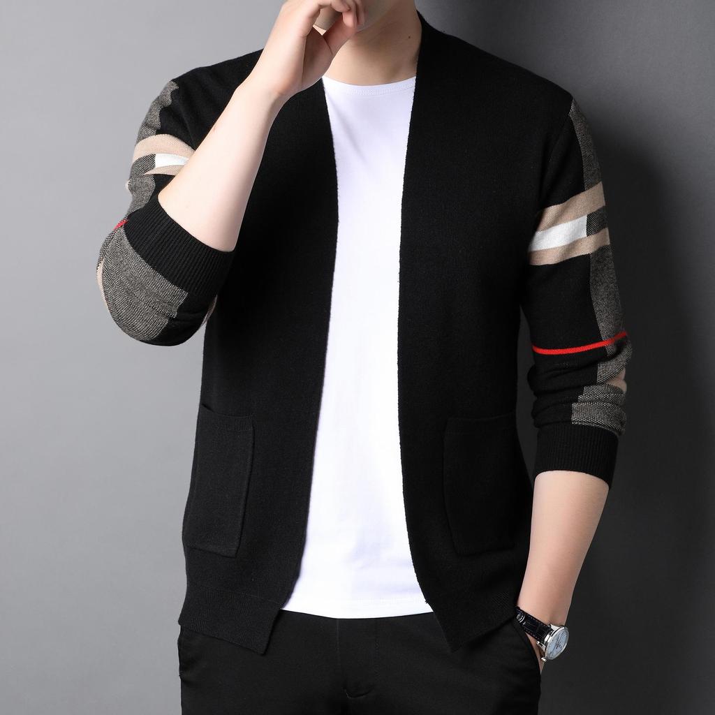 Men's Slim Fit Long Sleeve Knitted Cardigan - Spring/Autumn Casual Businesswear