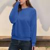 Женский повседневный модный топ, однотонный, круглый вырез, длинный рукав, пуловер