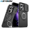 KEYSION Чехол для телефона с кольцом-подставкой 360° для OPPO Reno13 Pro 5G, сдвижная защита камеры, магнитная противоударная крышка для OPPO Reno13 F 5G