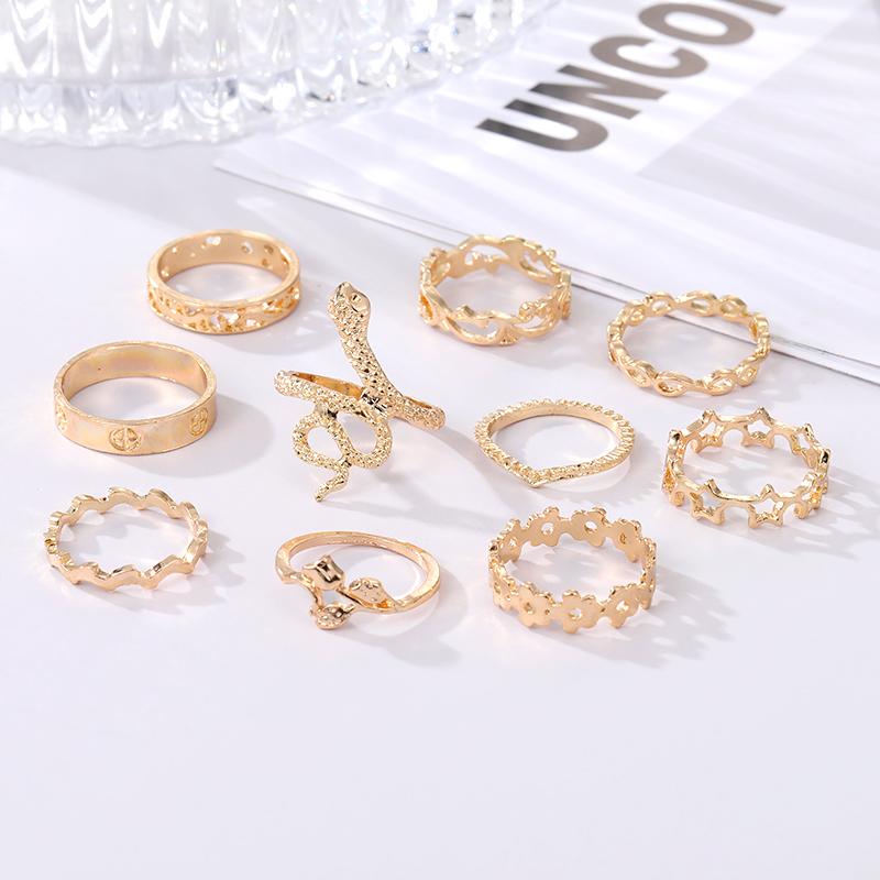 Ювелирные изделия с животными, набор колец в форме змеи из 10 предметов