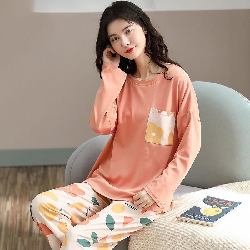 Women's Cartoon Long Sleeve Pajamas - Cute & Comfy Korean Style for Spring & Autumn - Plus Size Available