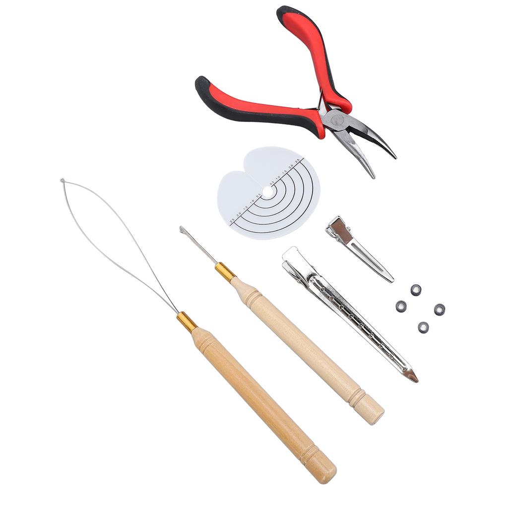 Набор инструментов для наращивания волос Силиконовые кольца Щипцы для волос Вытягивающие крючки Иглы Петли Нити Теплоизоляция