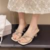 Transparent Shoes One-shoulder Shoes Half Slippers New Cool Slippers Crystal High Heels
