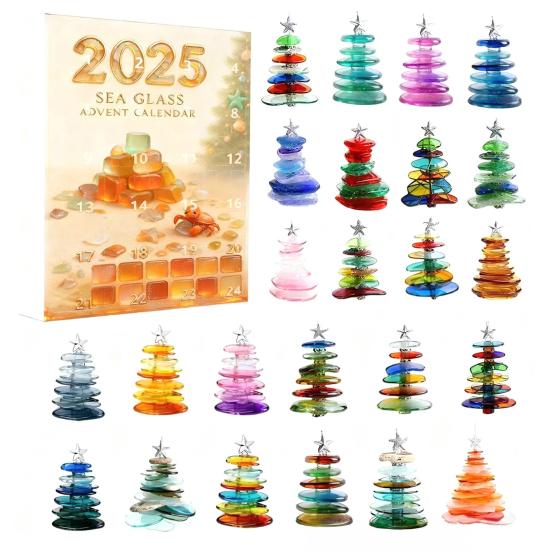 Рождественский адвент-календарь «Рождественская елка из морского стекла» 2025 24 дня Праздничный обратный отсчет