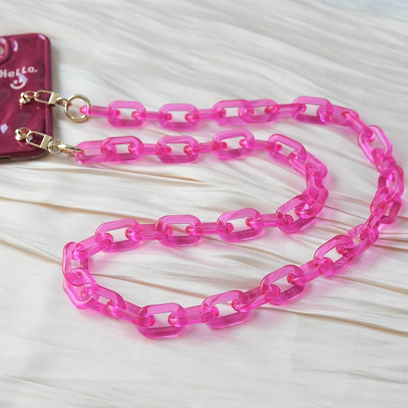 Новый аксессуар для телефона, цепочка со съемными деталями, матовая белая кожа через плечо из смолы, роскошный ремешок, чехол для телефона, цепочки, ярко-неоновая акриловая цепочка на плечо