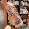 2L Sports Straw Water Bottle With Stickers Portable Large Capacity Fitness Bike Cup Summer Ice Cold Water Jug With Time Marker