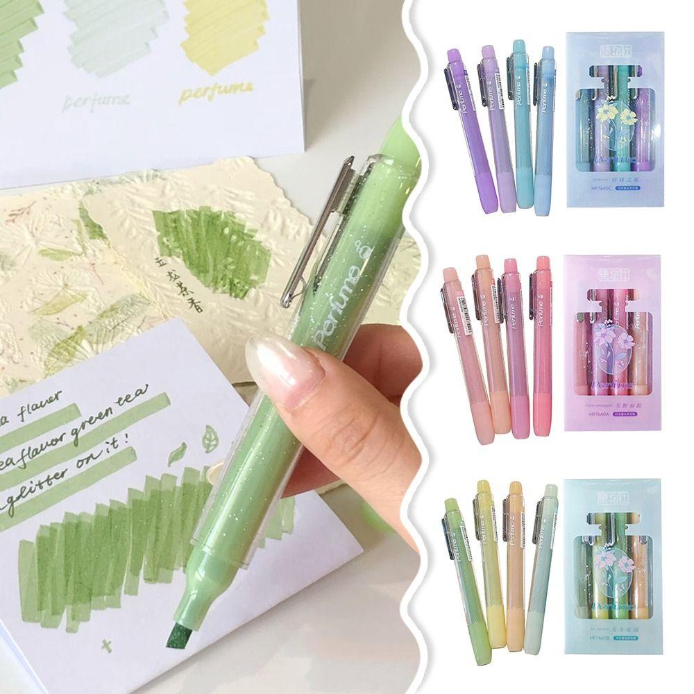 4Pcs Color Glitter Colorful Gel Pen Set Mark Key Points Color Marker Pen School Office Supplies