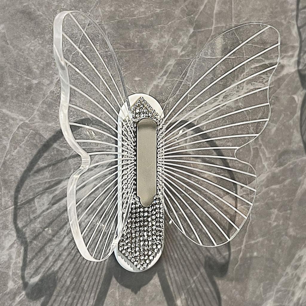 Punch-Free Clear Stylish Butterflys Wall Hook Stable Wear Resistant Wall Hanger For Door Back Hanging