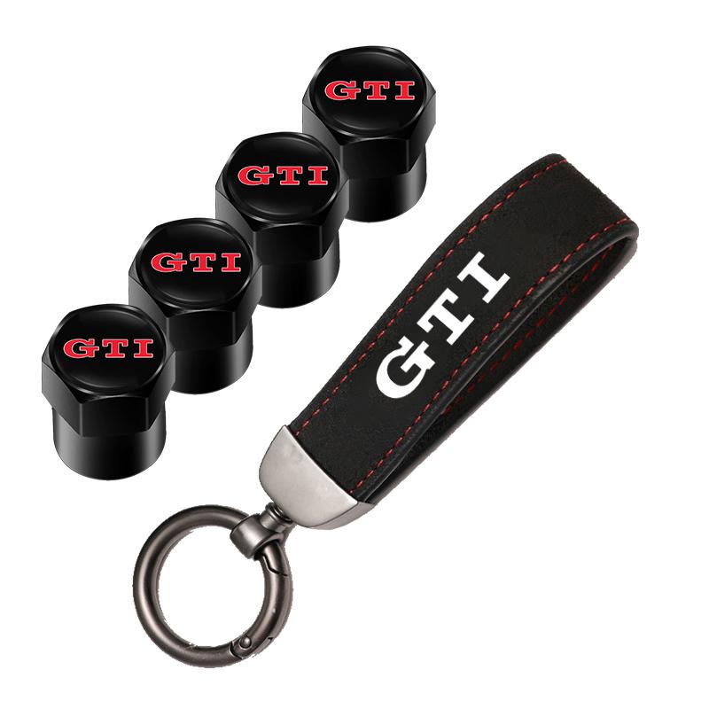VEMZG1 Car Tire Wheel Valve Caps Cover Suede Car Key Chain Ring Keychain For VW R GTI Polo Golf Passat Tiguan Arteon Touareg ID.3 Jetta