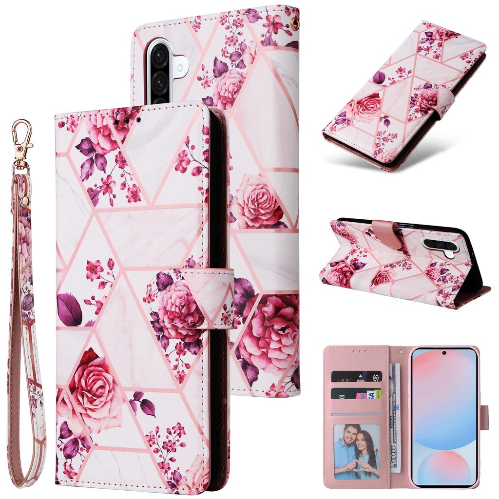 Чехол для Samsung Galaxy A56 5G из лакированной кожи с мраморным узором