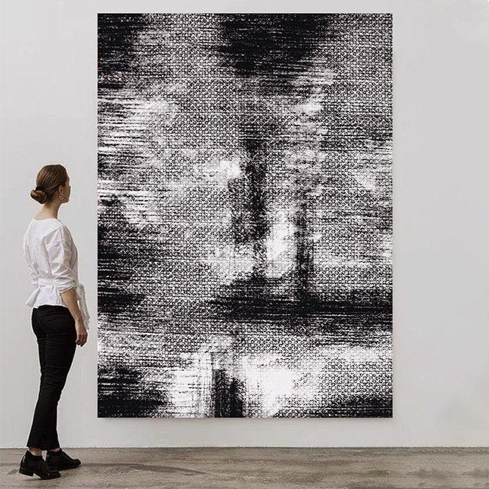 Black and White Carpet Living Room Carpet Light Luxury Style Dark Color Bedroom Abstract Sofa Comfortable and Dirt Resistant