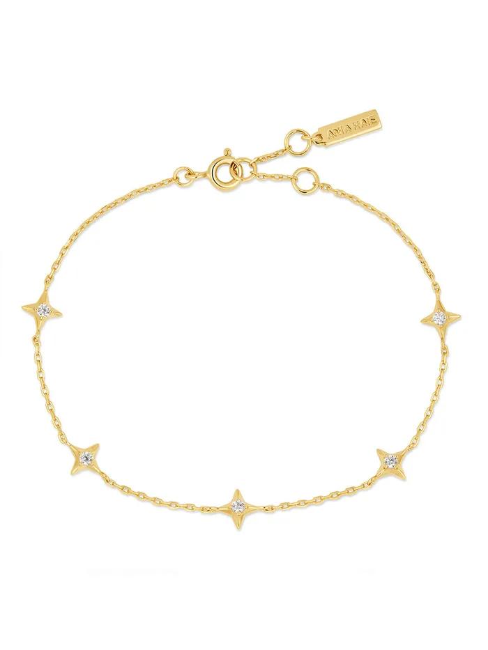 Браслет из стерлингового серебра 925 пробы со звездой Gold Star B061-02G.