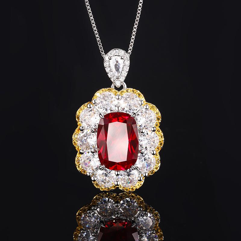 Jewelry Copper Bottom Gold-Plated Simulation Red Corundum High-End Retro Suit Women 10 * 14-8 * 10