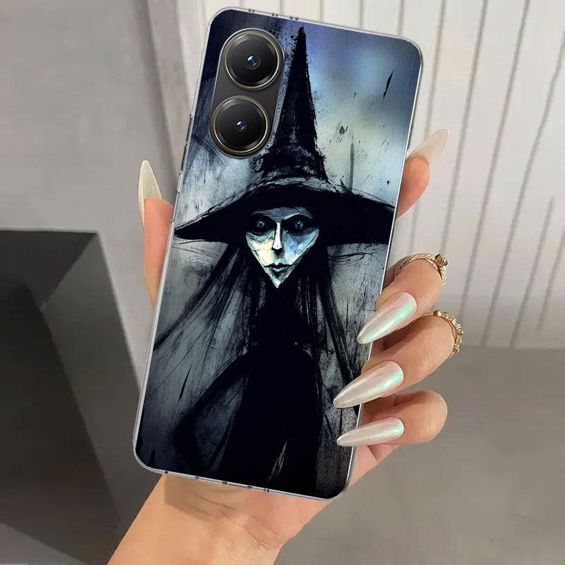 Хэллоуинская Лунная Ведьма Ужасы Чехол для Телефона для Xiaomi Poco X5 X6 X7 Pro F7 Ultra M7 Redmi 15 15C 13 13C 12 12C 10 10A 10C 9 9A 9C 9T