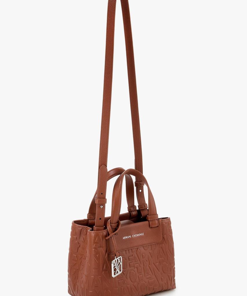 Женская сумка-шоппер Armani Exchange с тиснением логотипа, маленькая, _Коричневая_A425370512