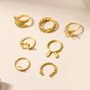 K Ring Style Jewelry Retro Gold Leaf Flower Rabbit Horn Stacked Ring Set Female