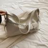 Women PU Leather Chain Decor Handbag Large Capacity Silver Shoulder Crossbdoy Bag With Mini Purse