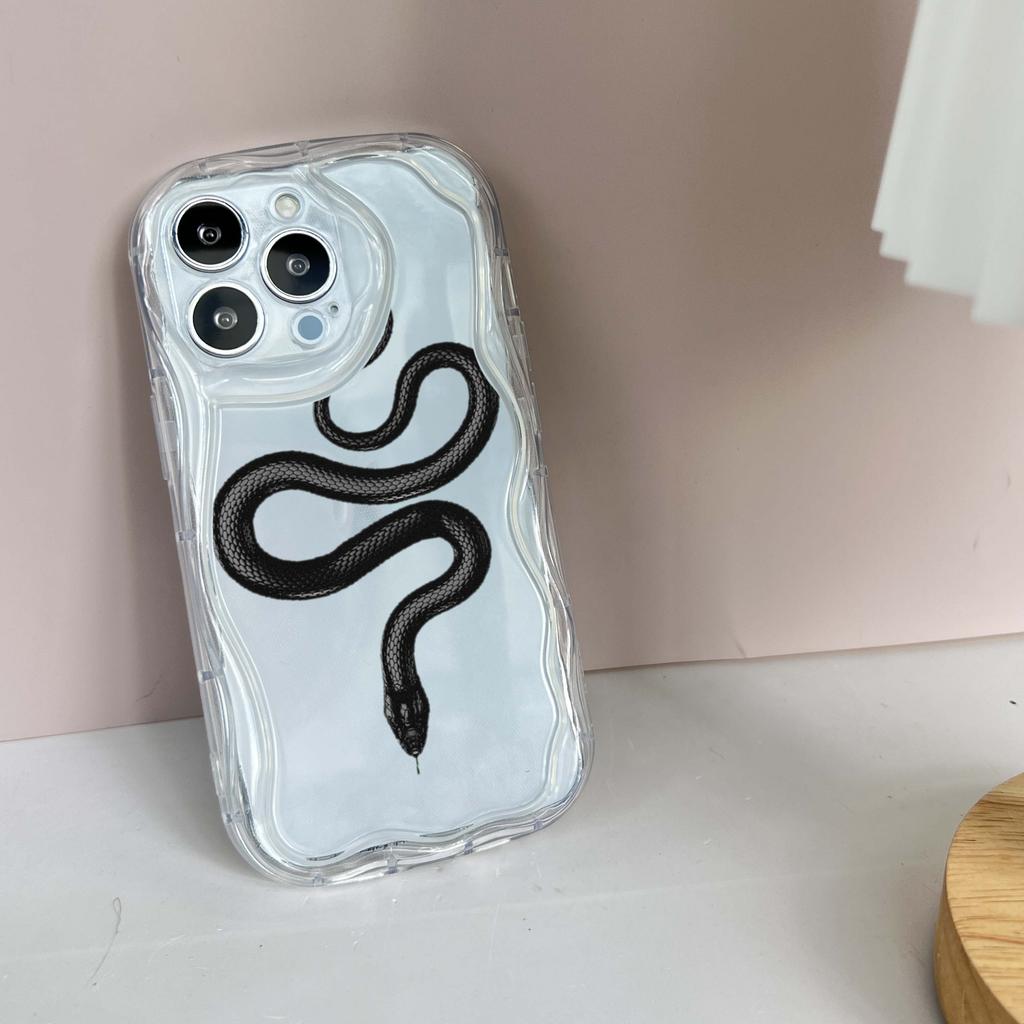 N71 Black Gold Snake Soft Wavy Phone Cases for iPhone 14 Pro Max 13 Mini 15 Plus XR 7 8 6 XS Max 12 11 Protective Bumper Cover