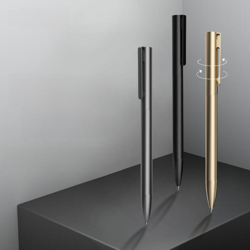 Вращающаяся металлическая гелевая ручка Beifa - черная 0,5 мм, стильный фирменный подарок