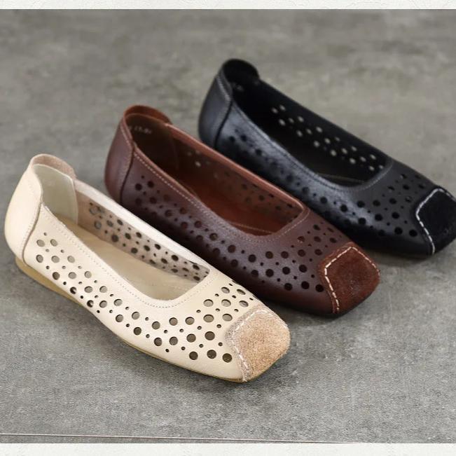 Johnature Летние дышащие туфли на плоской подошве из натуральной кожи, удобные сандалии с квадратным носком и мягкой подошвой