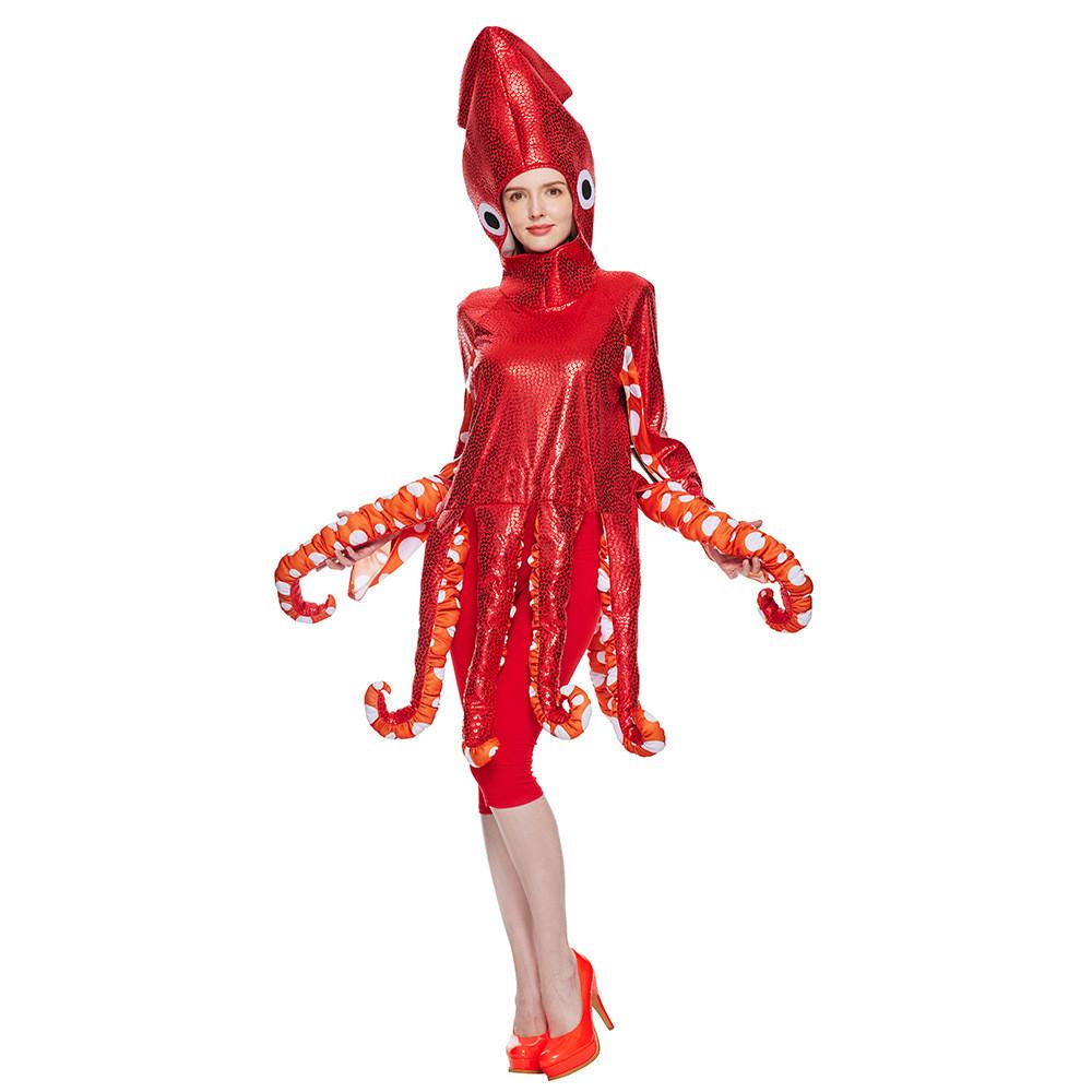 Adult Halloween Squid Outfit With Spandex Polyester For Stage Performances And Costume Parties