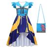 Kids Girls Anime Cartoon POP Singer Super Star Rumi Mira Zoey Printed Pleat Ruffle Dress Bag Set Halloween Cosplay Costumes