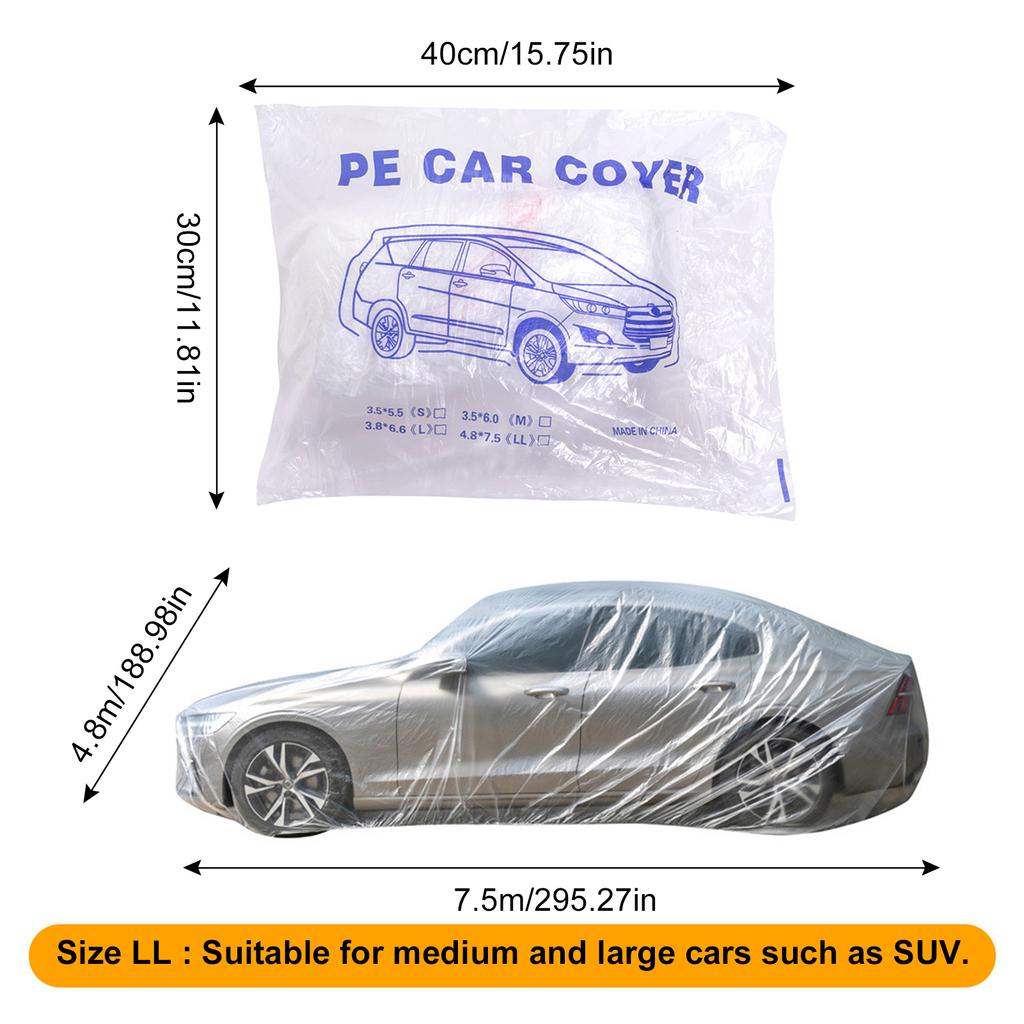 Одноразовый универсальный полиэтиленовый чехол для автомобиля, водонепроницаемый, пыленепроницаемый, толстый, переносной, защитный для автомобиля, для защиты на открытом воздухе