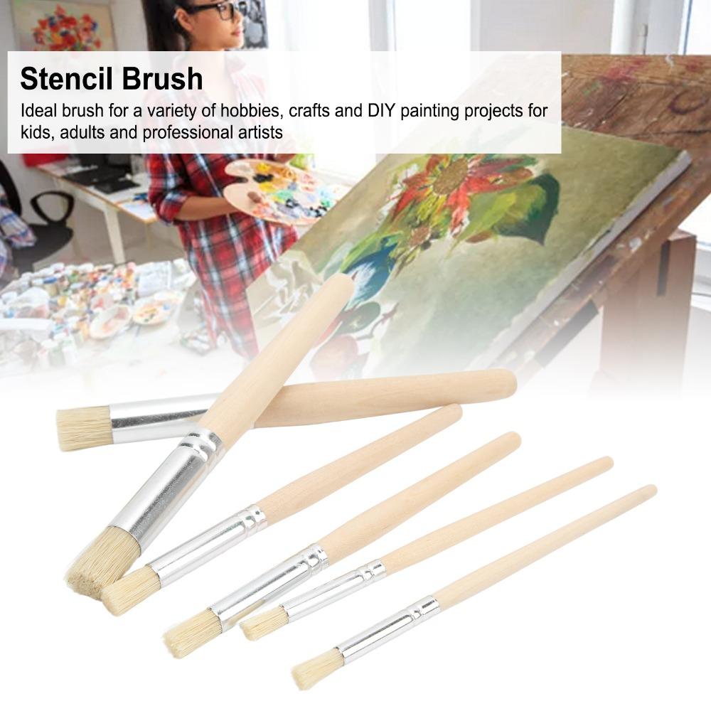 6PCS Round Shaped Round Head Brushes Stiff Hair Oil Painting Brushes Paint Brush Set Oil Painting