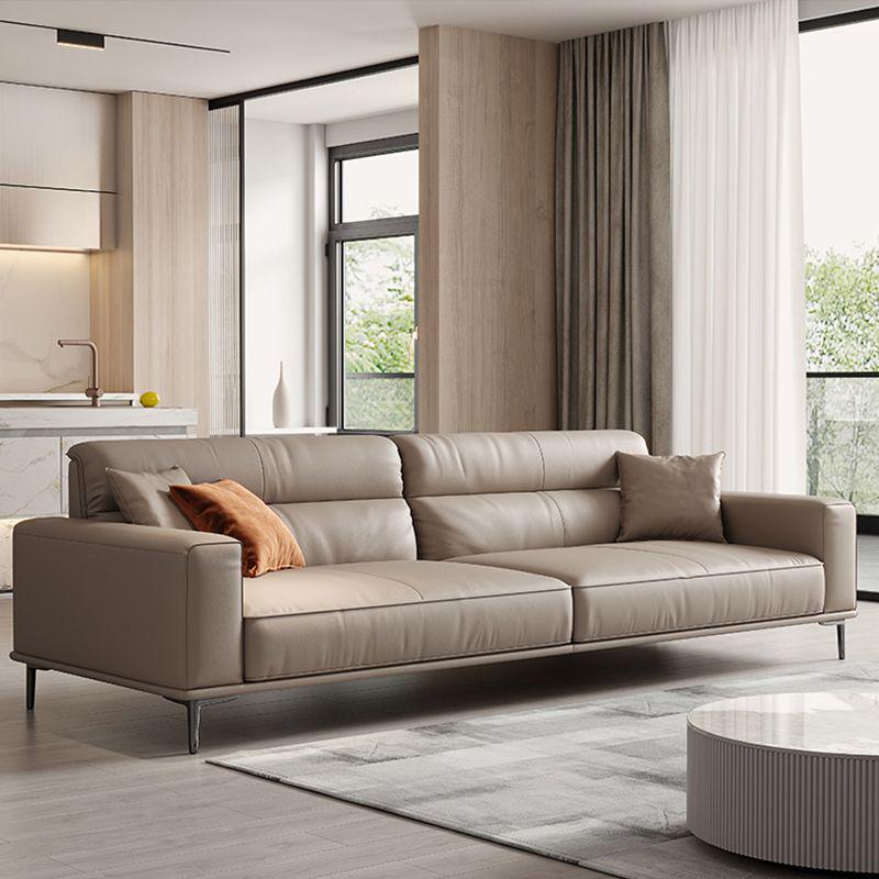 Italian Minimalist Luxury High Back Genuine Leather Sofa - Double Seater