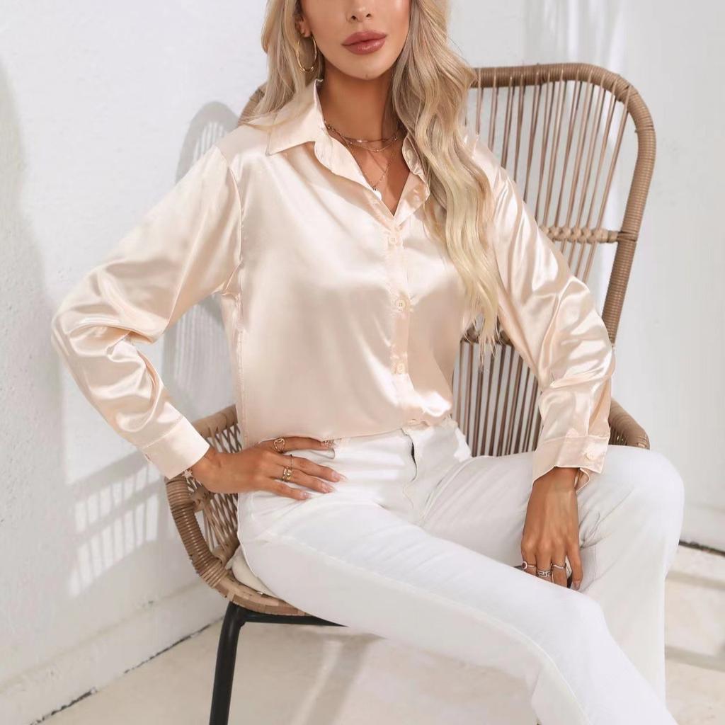 Женская простая блузка, весенний новый кардиган с V-образным вырезом, свободная рубашка с длинным рукавом и пуговицами