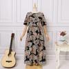 Women O-neck Short Sleeve Summer Geometric Printed Loose Long Dress