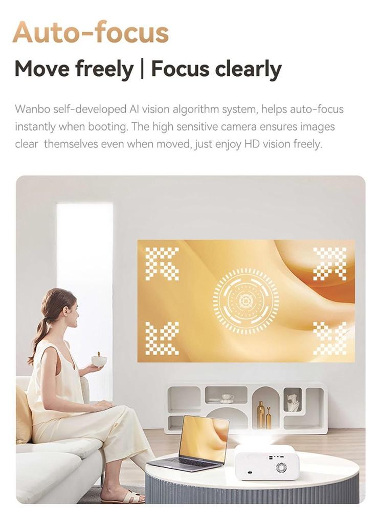 ЖК-проектор Wanbo X5, 1080P, 1100 ANSI люмен, автоматическая коррекция трапецеидальных искажений, двухдиапазонный Wi-Fi 6, 1 ГБ/16 ГБ, Bluetooth 5.0