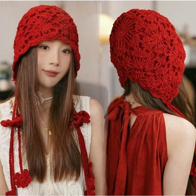 Autumn Winter Tassel Knit Beanie Ear Protection Solid Fashion Hat
