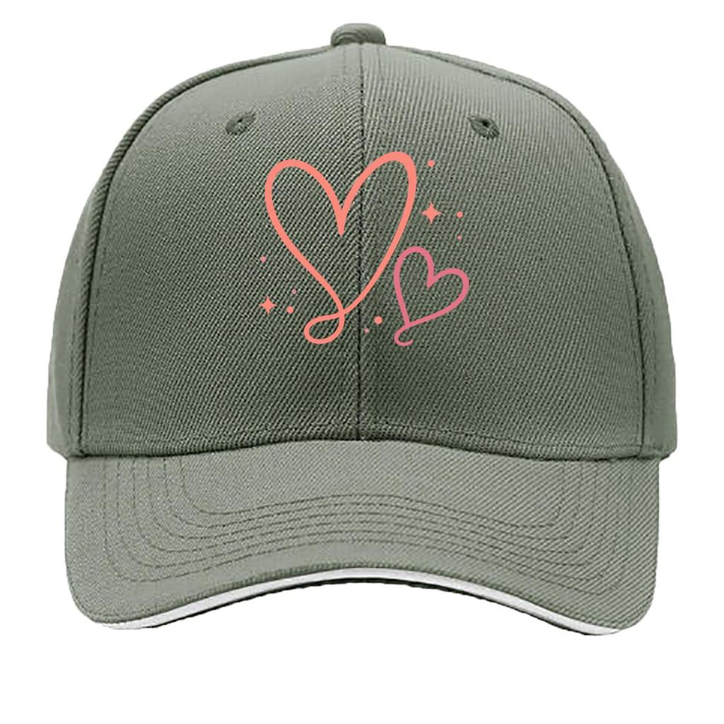 Playful Double Heart Line Art Sandwich Baseball Cap Sun Cap Outdoor Workouts Hat