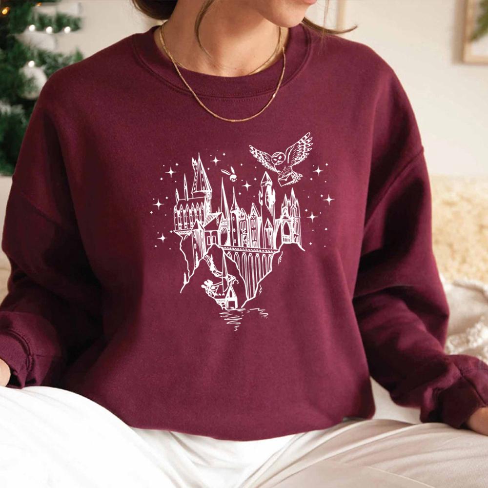 Wizard Castle Sweatshirt Believe In Magic Hoodies Magical School Sweatshirts Women Long Sleeve Pullover Wizard School Hoodie Top