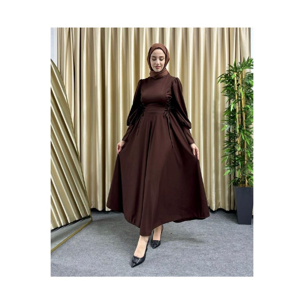 Hijab Dress With Ties On Both Sides Of The Waist