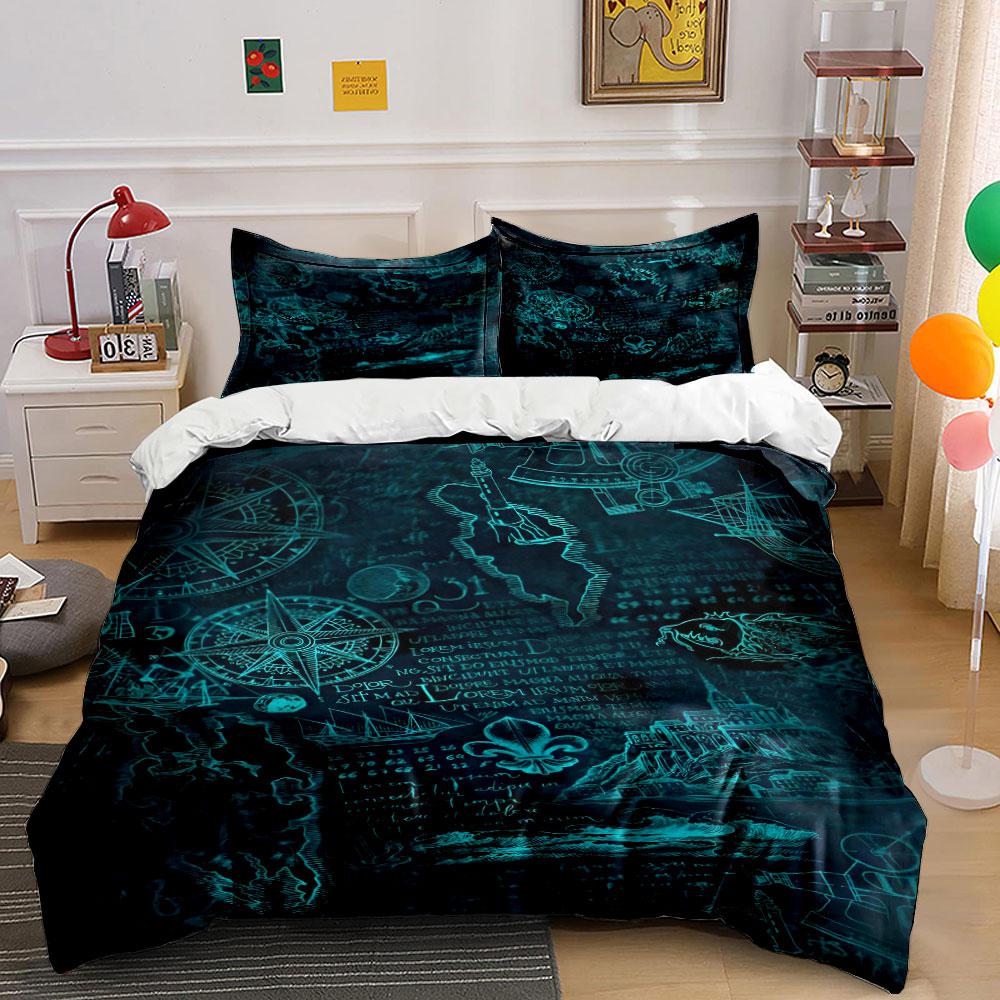 Compass, map, and dragon. Bedding sets Duvet cover sets Duvet covers Pillowcases(1 * Duvet Cover 2 * Pillowcases without duvet insert)