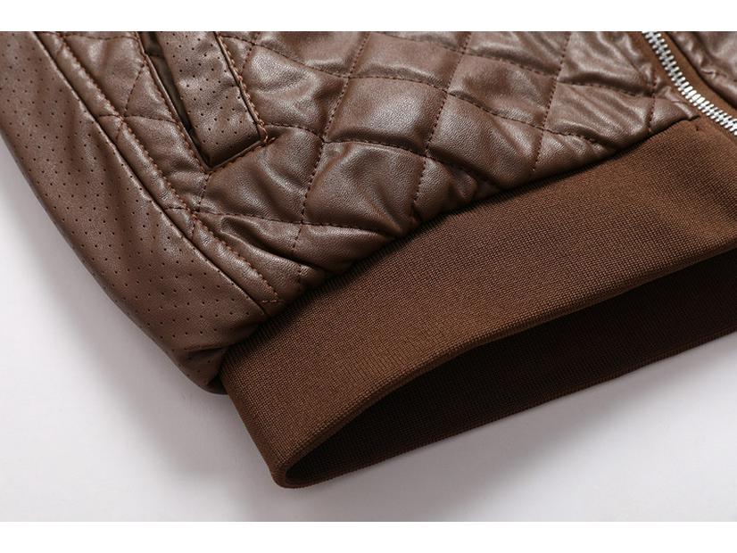 Мужская черная кожаная куртка с воротником-стойкой, на молнии, с прорезными карманами и прямым низом для осенне-зимней повседневной носки