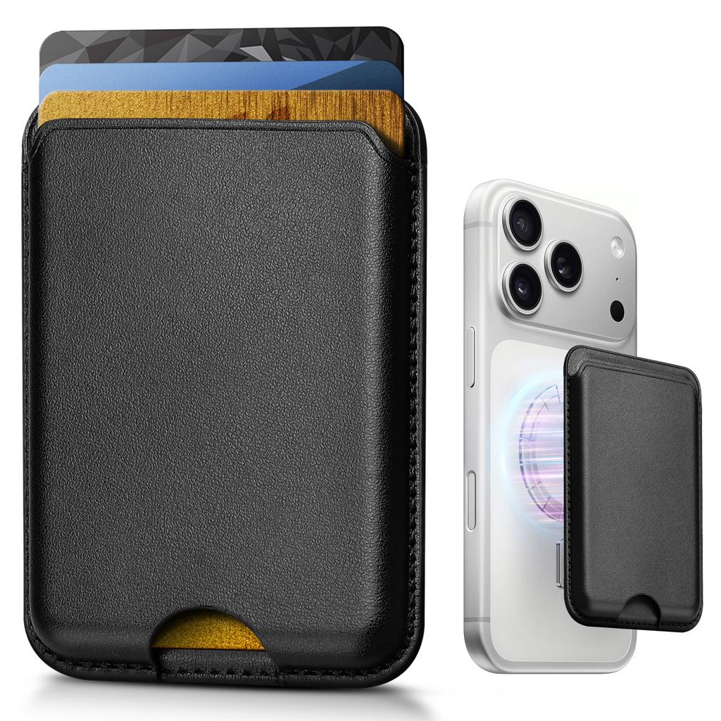 Кожаный чехол-кошелек совместимый с Magsafe для iPhone 17 16 15 14 13 12 Держатель для карт с магнитом Magsafe
