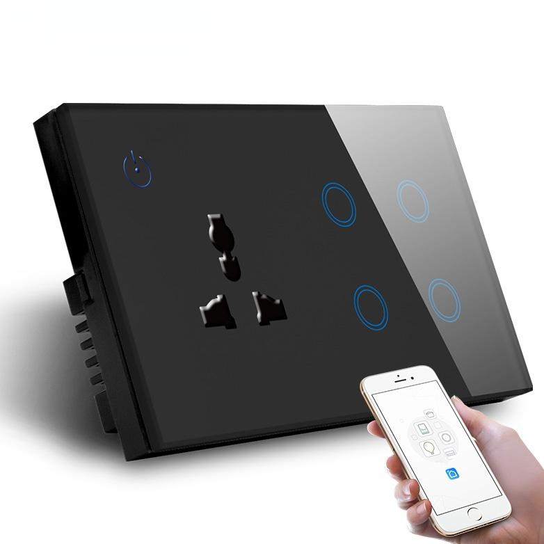 Умная розетка-выключатель Tuya Wifi 13A US EU UK, с сенсорным управлением, для домашней автоматизации, работа с Alexa, Google Home, Smart Life