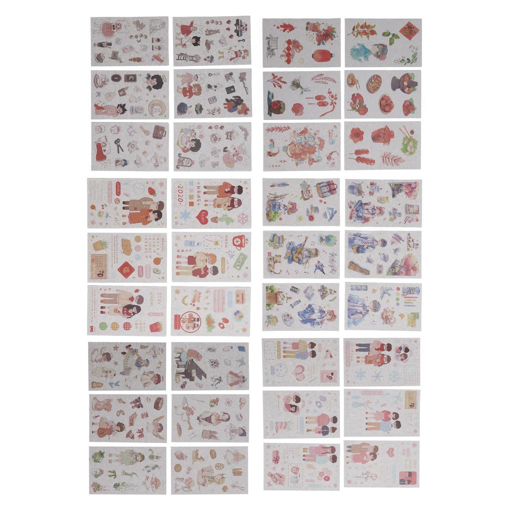 36 листов наклеек из скрапбукинга, полупрозрачные, гибкие, многоразовые, японские бумажные наклейки для блокнота