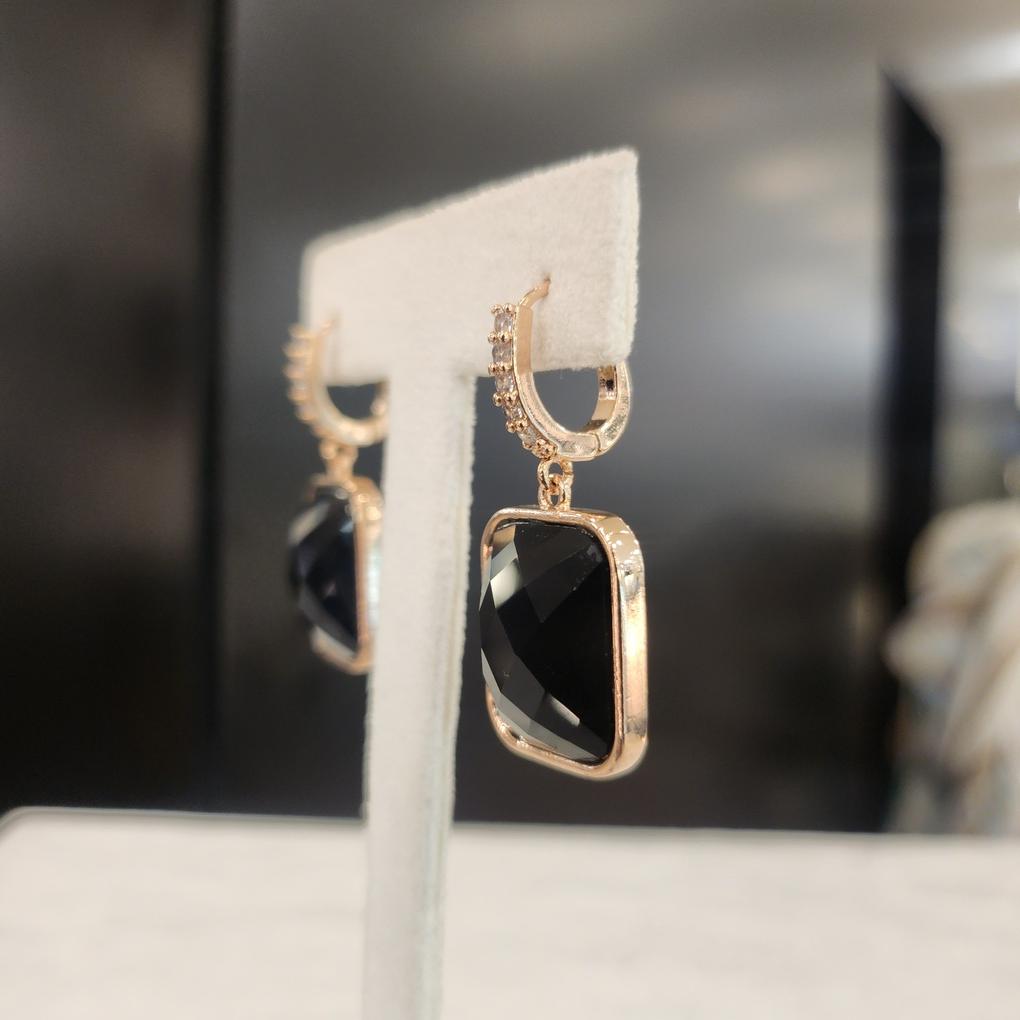 ARTRIA Square Cut Onyx E Earrings JTOERFR0028PKF