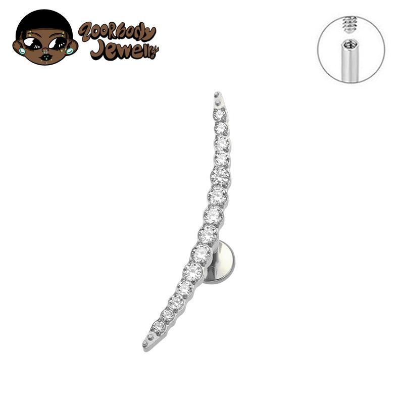 Titanium Piercings Long Arc Multiple CZ Inlaid Internally Threaded Flat Ear Cartilage Labret Ear Studs Piercing Jewelry