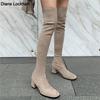 Fashion Fashion Over The Knee Boots Women 2025 Autumn Winter New High Botas Mujer Khaki Suede Pumps Sock Shoes High Heels Boots Black