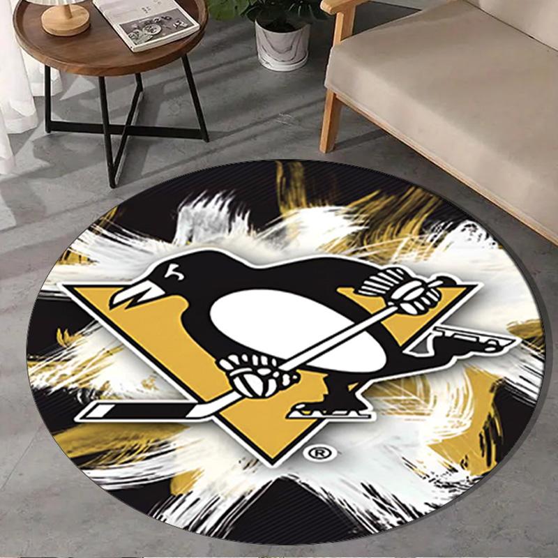 1PC Penguins Heart Logo Art Round Rug, Non-slip Chair Mat, Home Decor, Circle Carpet Perfect for Office, Bedroom, Living Room,Christmas gift