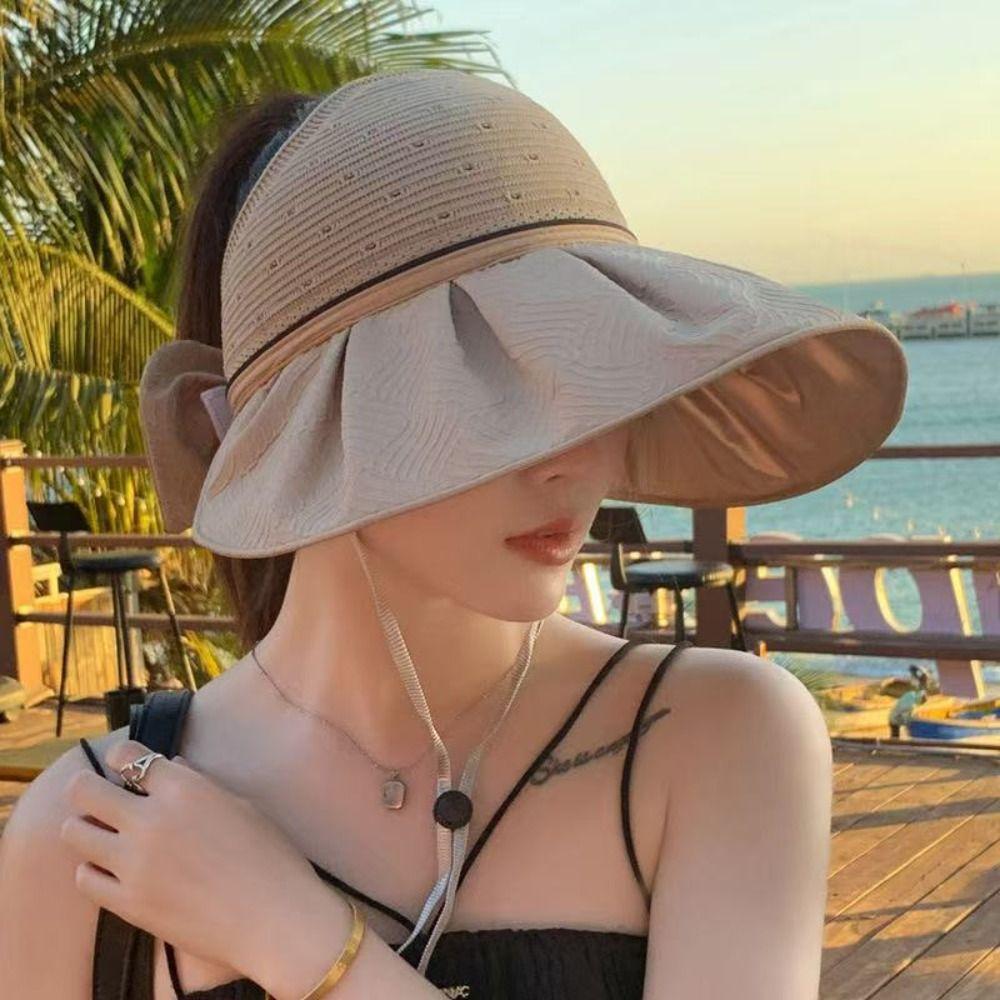 Кепки с козырьком от УФ-излучения, пляжные шляпы с открытым верхом, модные солнцезащитные шляпы для отдыха на природе