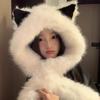 Корейские новые осенне-зимние плюшевые женские шапки с мехом и волосами, уличная одежда, теплая шапка, уличная мода, шапка с ушками, согревающая шею, горячая